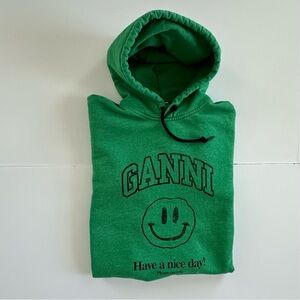 GANNI Software Isoli Organic Cotton Graphic Hoodie | L-XL | EUC
